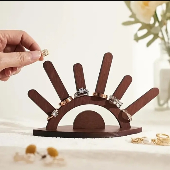 Evil Eye Boho/Bohemian Wood/Wooden Jewelry Display Stand/Ring Holder Organizer - Picture 14 of 14